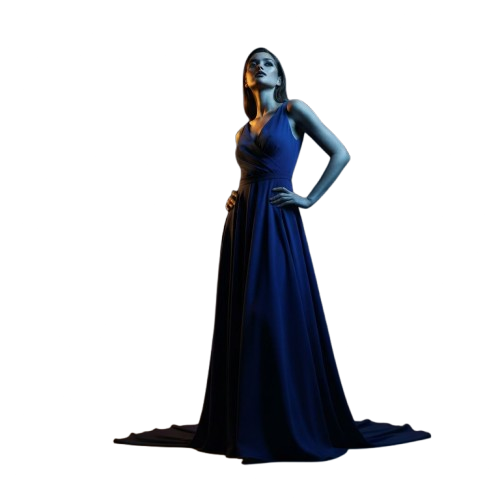 Edita Topalli fashion design - model in blue haute couture